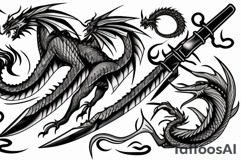 Dragon and knife tattoo idea