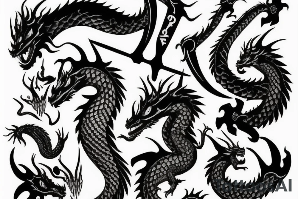 Dragon and knife tattoo idea
