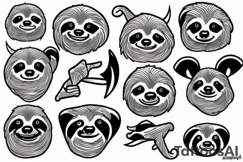 sloth sticks out his finger tattoo idea