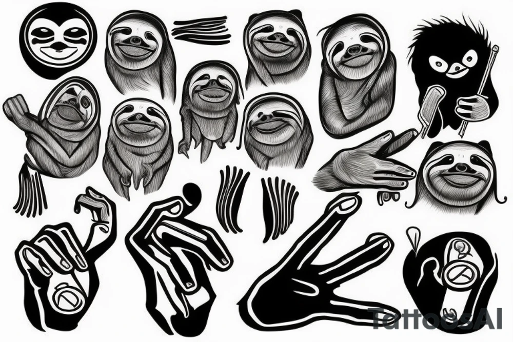 sloth sticks out his finger tattoo idea