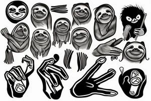 sloth sticks out his finger tattoo idea