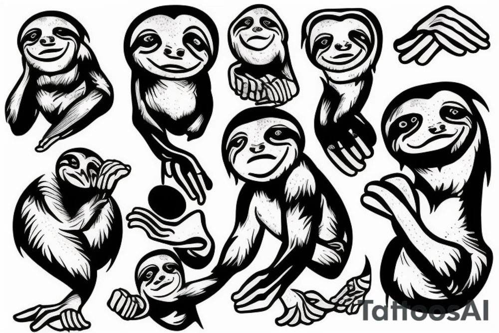 sloth sticks out his finger tattoo idea