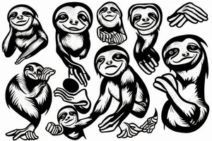sloth sticks out his finger tattoo idea