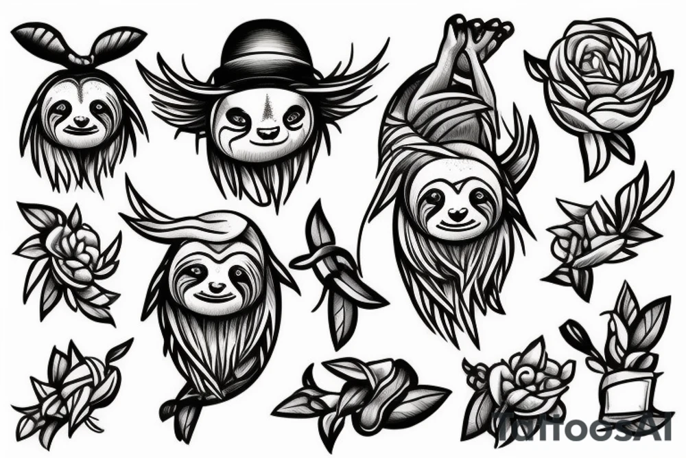 sloth sticks out his finger tattoo idea