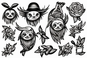 sloth sticks out his finger tattoo idea