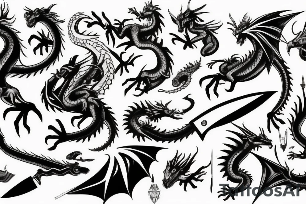 Dragon and knife tattoo idea