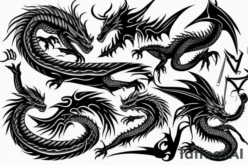 Dragon and knife tattoo idea