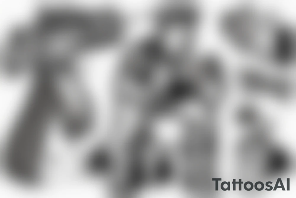 Skinhead throwing a Molotov cocktail at a police car tattoo idea