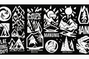 camping trip with climbing mountains tattoo idea