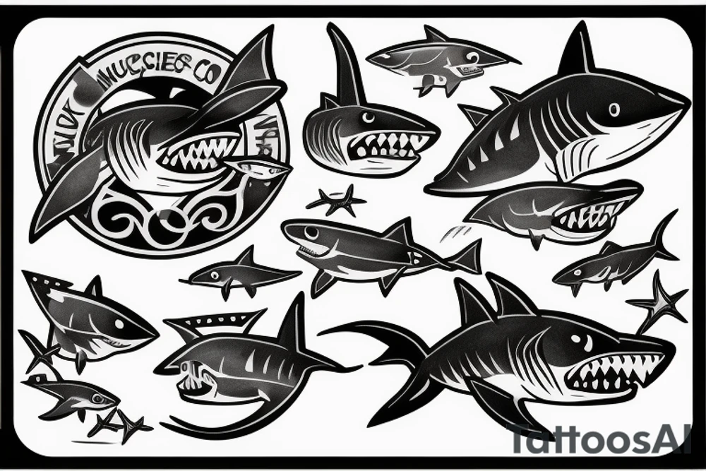 muscle shark tattoo idea