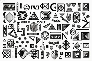 Circulo, triangulo y cuadrado con fórmulas matemáticas tattoo idea