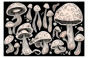 A mushroom with a thin stem that shimmers with different colors. tattoo idea