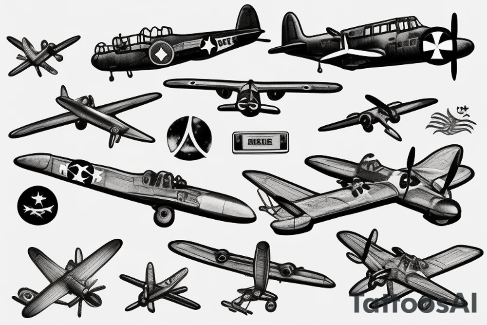 WWII airplane, family, brazil tattoo idea