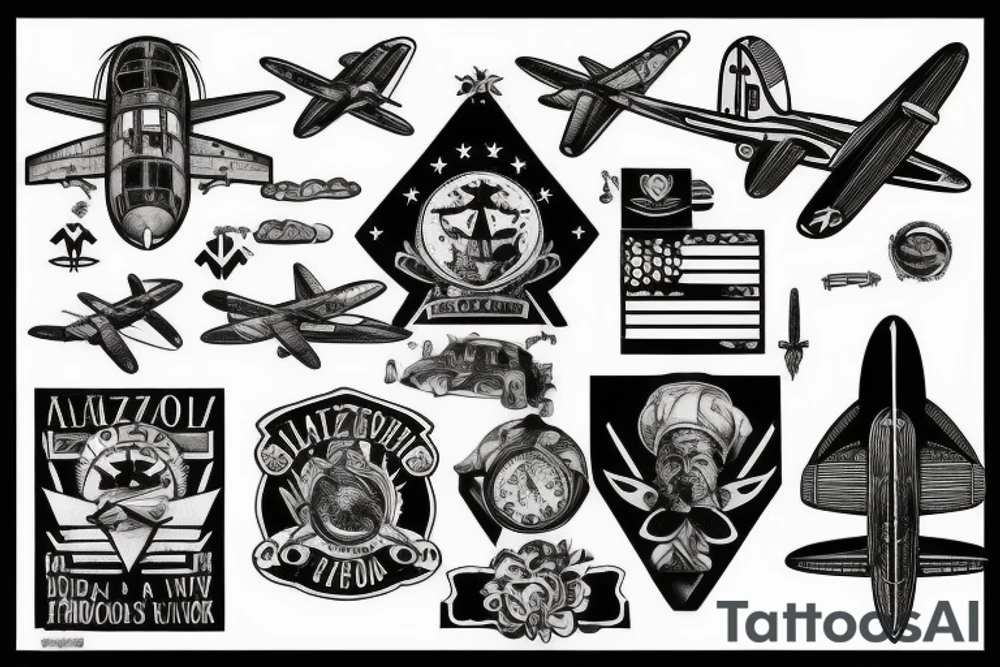 WWII airplane, family, brazil tattoo idea