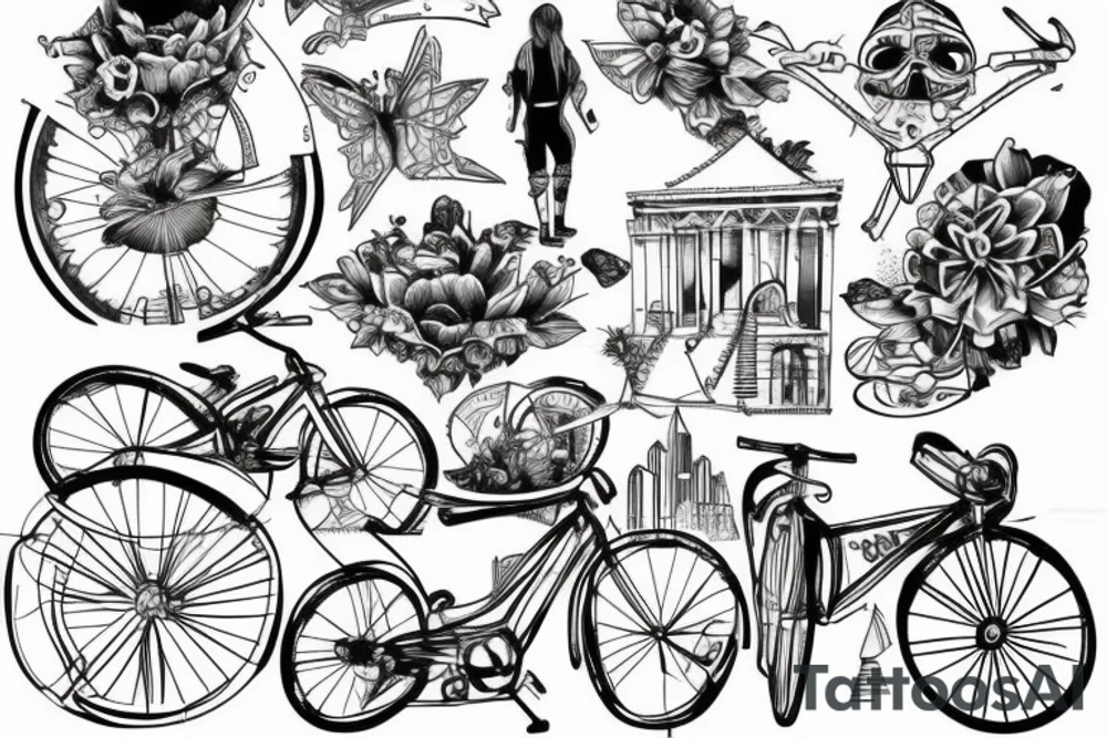 a bike hiking the mountain of architecture student tattoo idea