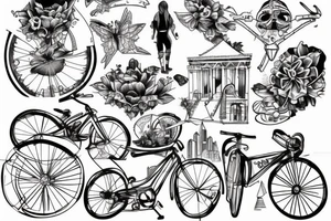 a bike hiking the mountain of architecture student tattoo idea