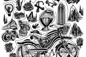 a bike hiking the mountain of architecture student tattoo idea