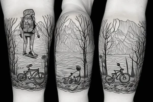 a bike hiking the mountain tattoo idea