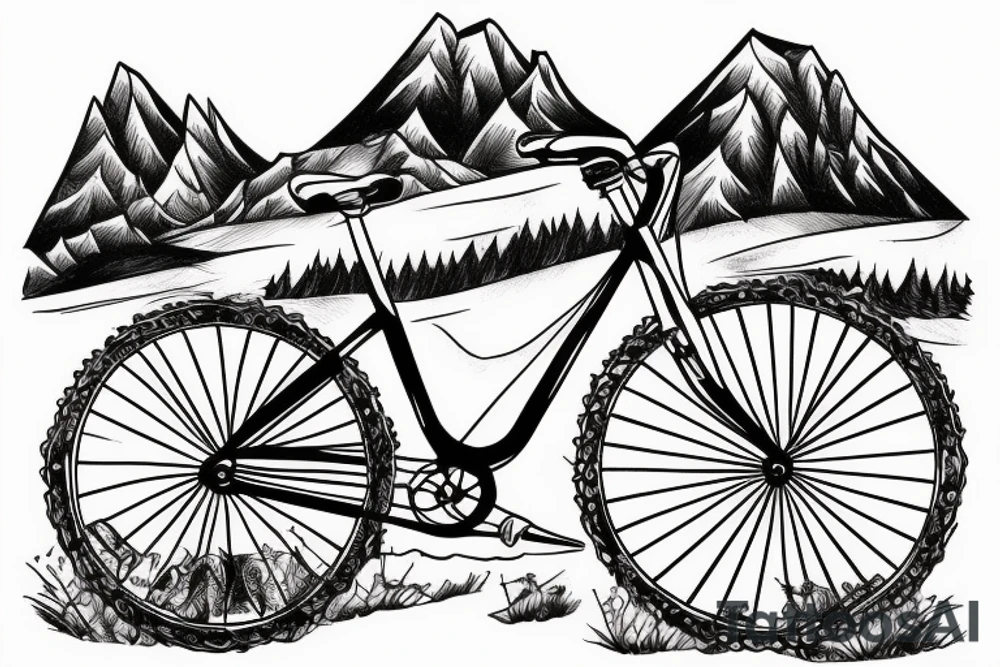 a bike hiking the mountain tattoo idea