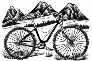 a bike hiking the mountain tattoo idea