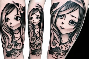 little girl with a dress climbing a tree tattoo idea