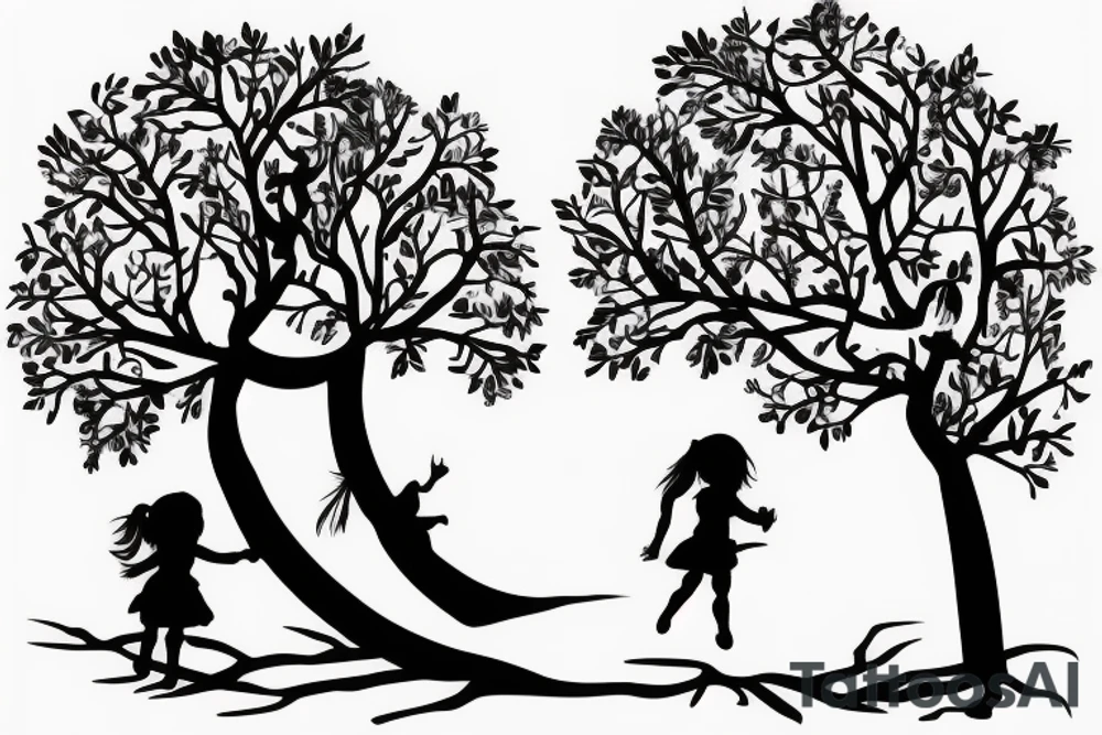 little girl climbing a tree tattoo idea