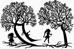 little girl climbing a tree tattoo idea