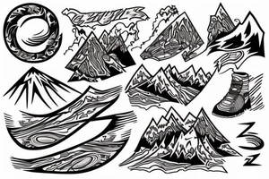 Abstract design mountain runs tattoo idea