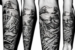 Abstract design mountain runs tattoo idea