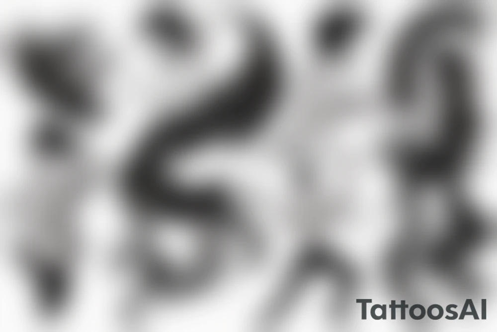Dancing couple, flying long hair, passionate, hyper realistic tattoo idea