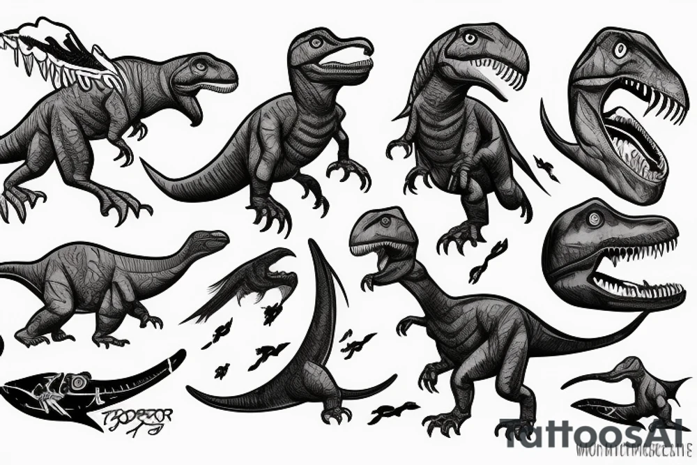 Raptor dinosaur and astronaut tattoo idea