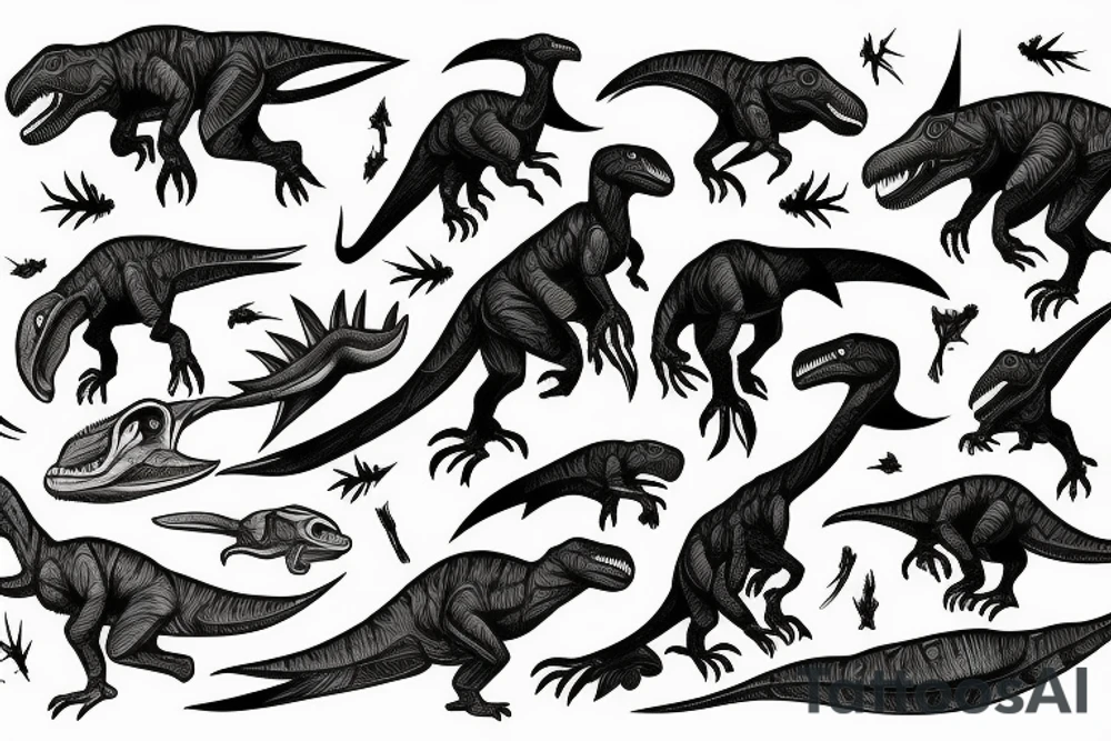 Raptor dinosaur and astronaut tattoo idea