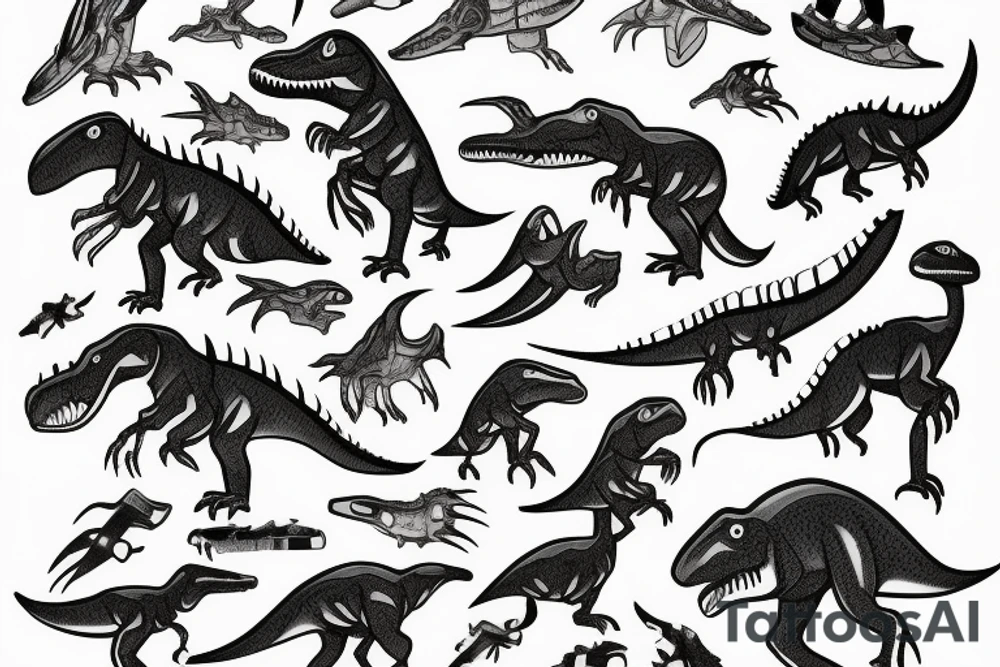 Raptor dinosaur and astronaut tattoo idea