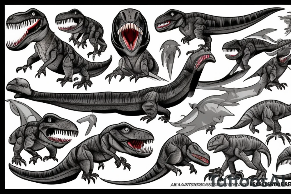 Raptor dinosaur and astronaut tattoo idea