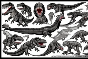 Raptor dinosaur and astronaut tattoo idea