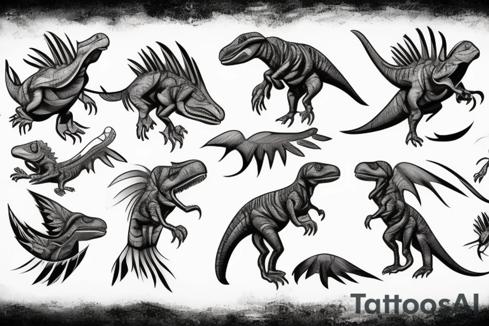 Raptor dinosaur and astronaut tattoo idea