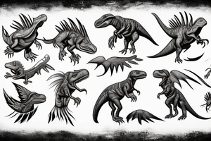 Raptor dinosaur and astronaut tattoo idea
