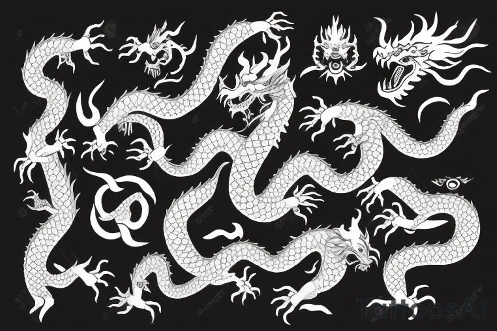 Chinese dragon with goth demon elements that covers upper arm tattoo idea