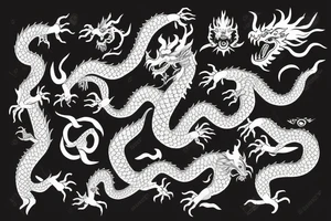 Chinese dragon with goth demon elements that covers upper arm tattoo idea