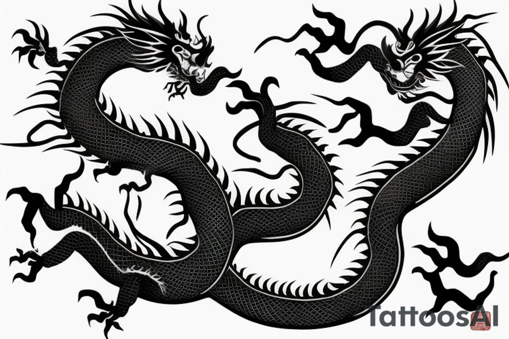 Chinese dragon with goth demon elements that covers upper arm tattoo idea