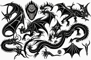 dragon with goth demon elements that covers entire upper arm tattoo idea