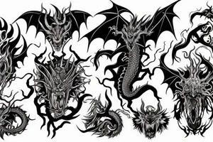 dragon with goth demon elements that covers entire upper arm tattoo idea