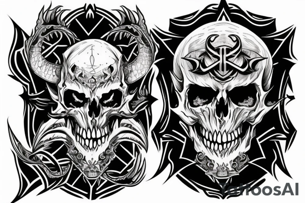 dragon with demonic skull elements that covers full upper arm tattoo idea dragon with demonic skull elements that covers full upper arm tattoo idea