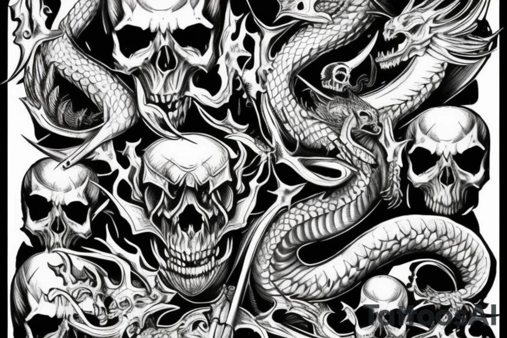 dragon with demonic skull elements that covers full upper arm tattoo idea dragon with demonic skull elements that covers full upper arm tattoo idea