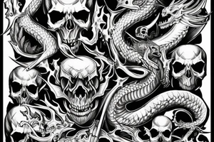 dragon with demonic skull elements that covers full upper arm tattoo idea