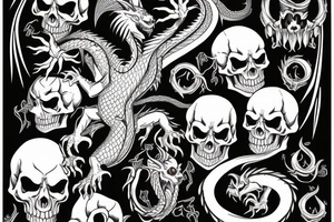dragon with demonic skull elements that covers full upper arm tattoo idea