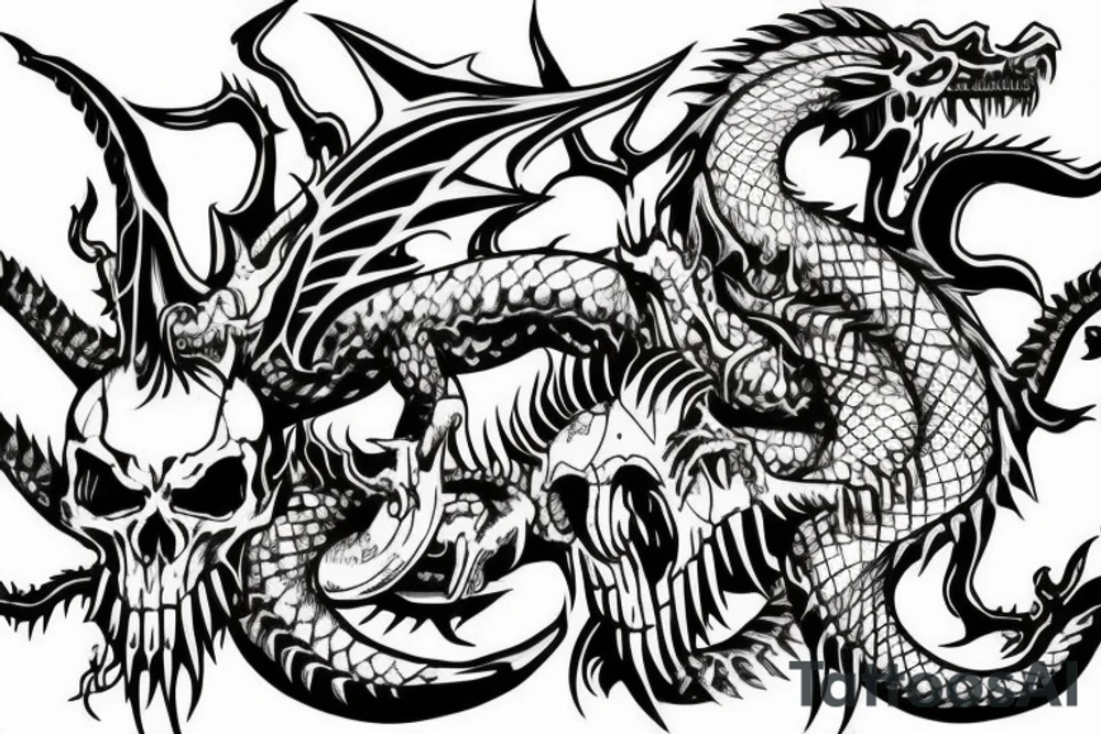 dragon with demonic skull elements that covers full upper arm tattoo idea dragon with demonic skull elements that covers full upper arm tattoo idea