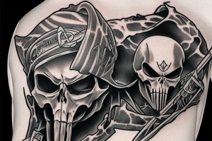 punisher skull in grim reaper hood tattoo idea