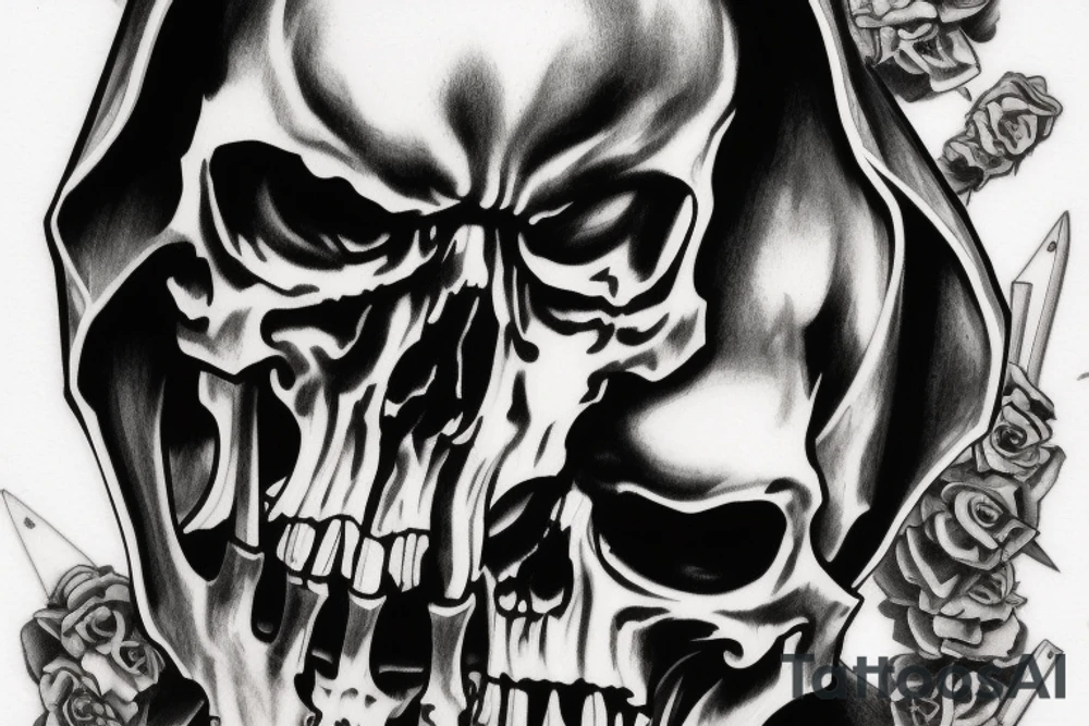 punisher skull in grim reaper hood tattoo idea punisher skull in grim reaper hood tattoo idea