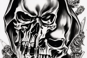 punisher skull in grim reaper hood tattoo idea